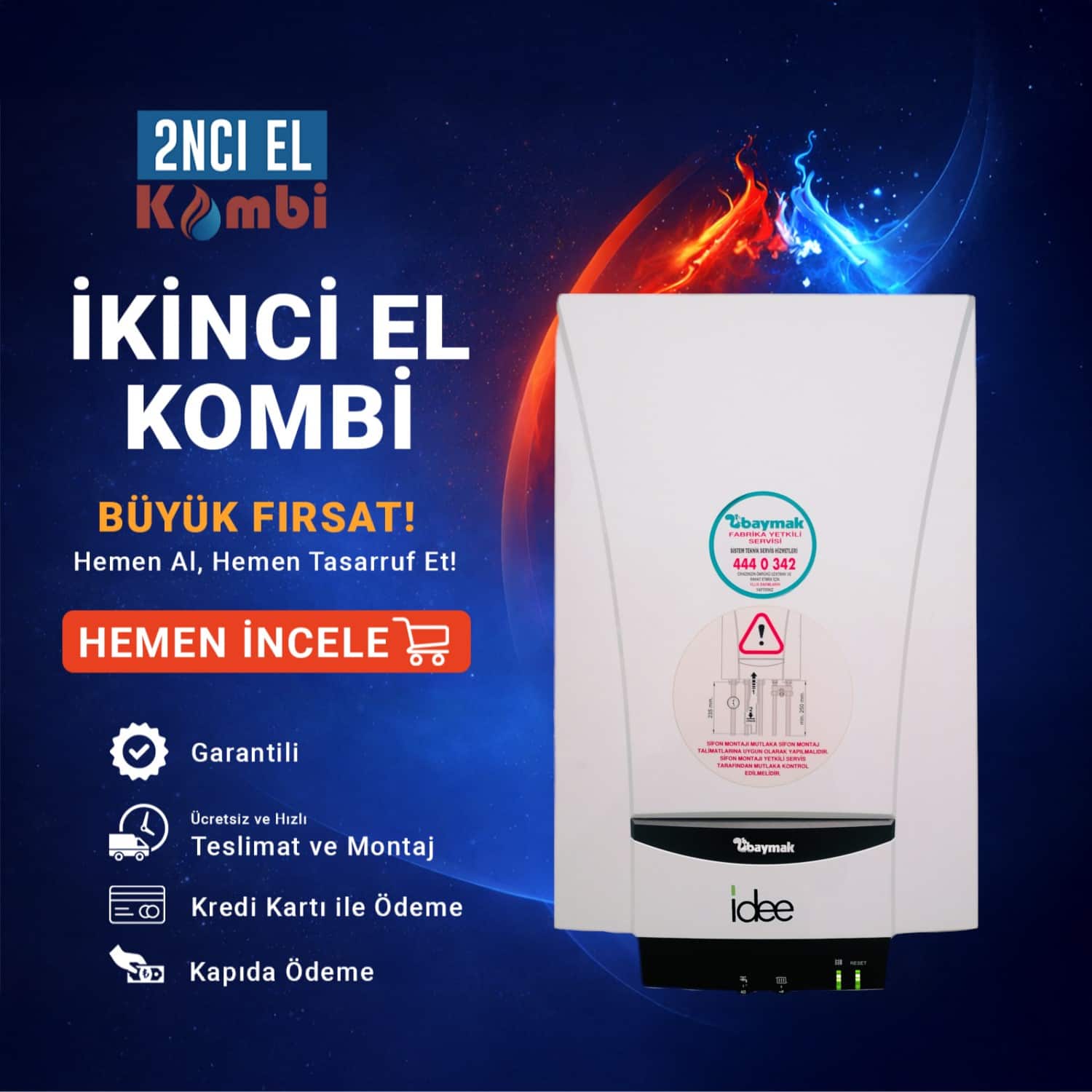 İkinci El Kombi Baymak İdee 35 30 kW Hermetik Kombi (2)