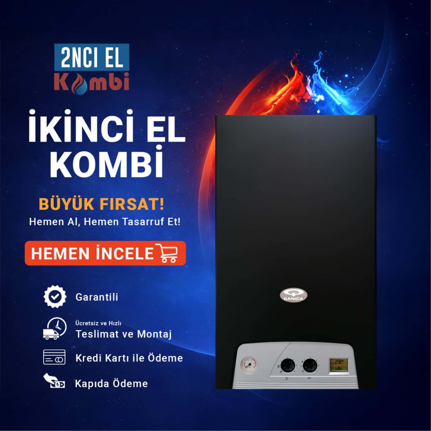 İkinci El Kombi Sanica Combo S 24 kW Hermetik Kombi (1)
