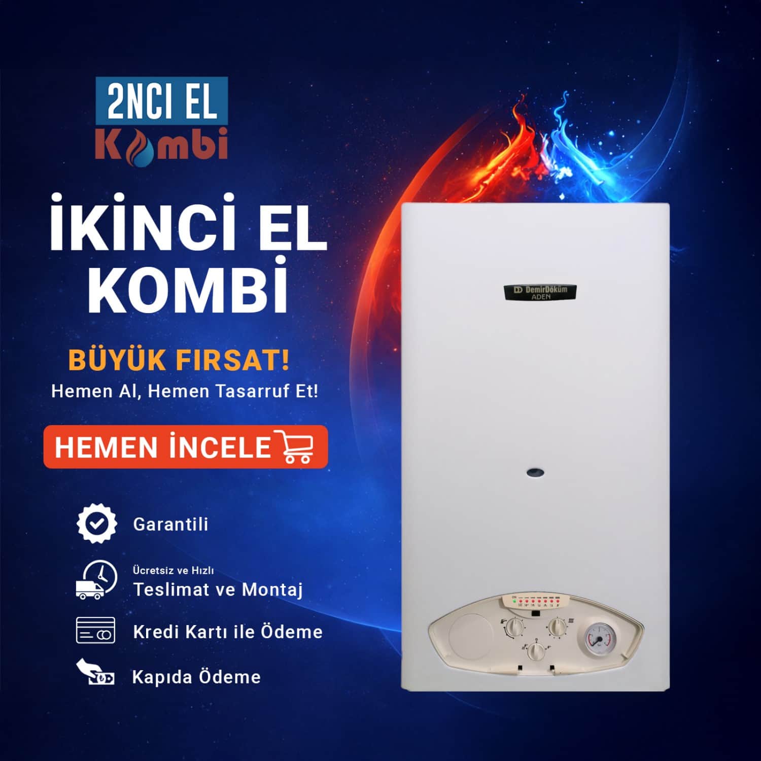 İkinci El Kombi Demirdöküm Aden 30 kW Hermetik Kombi (3)