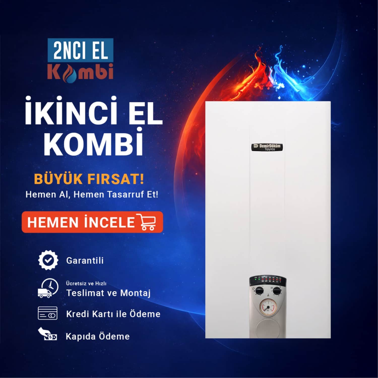 İkinci El Kombi Demirdöküm Tayros 24 kW Hermetik Kombi